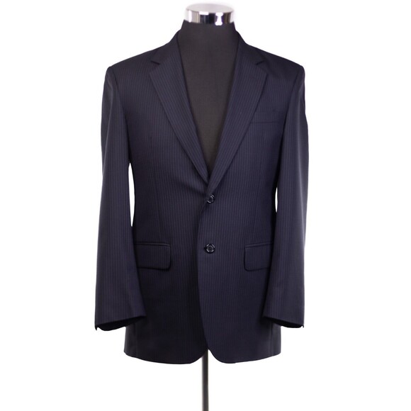 JOS A BANK Mens 38R BlUE Striped Wool Two Button Blazer/Suit Jacket Coat - Picture 2 of 12